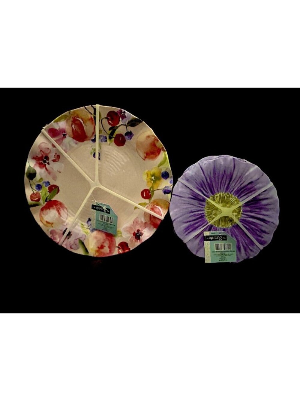 Melamine SET 8 Dinner & Salad Dessert Plates Dinnerware Fruit 4 Designs 11" NWT
